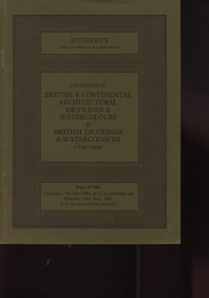 Sothebys 1984 British & Continental Architectural Drawings - Click Image to Close