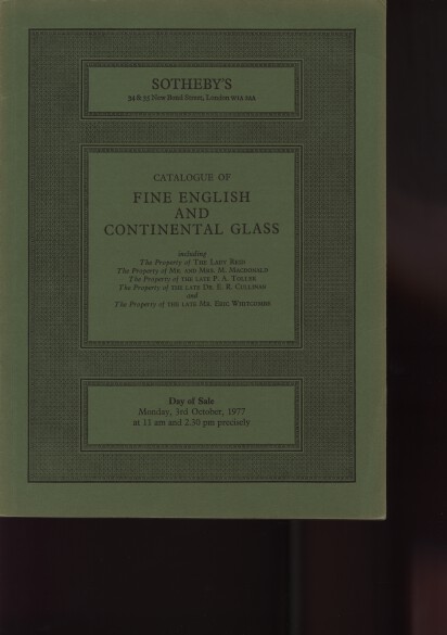 Sothebys 1977 Fine English & Continental Glass