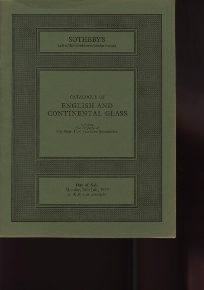 Sothebys July 1977 English & Continental Glass