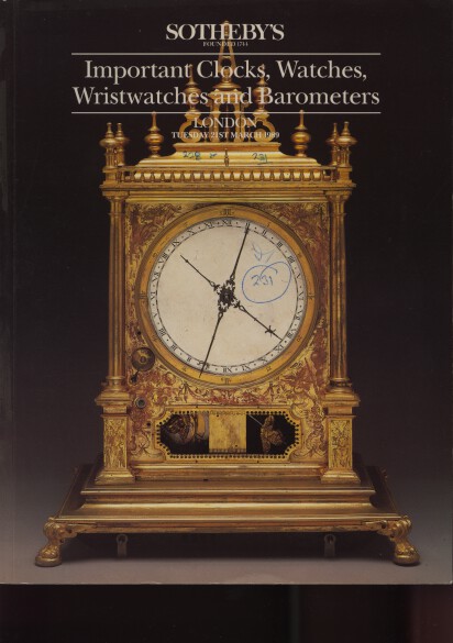 Sothebys 1989 Important Clocks, Watches, Wristwatches