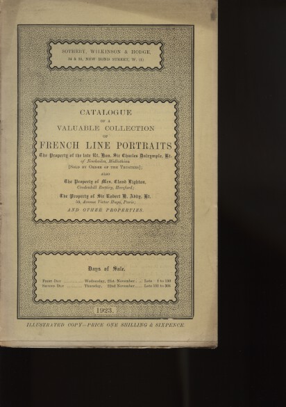 Sothebys 1923 Valuable Collection of French Line Portraits (Digital only)
