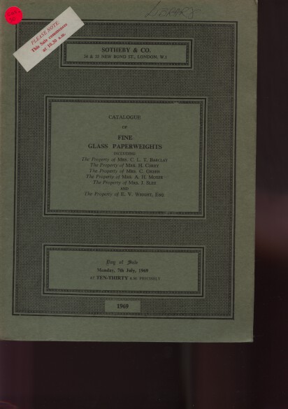 Sothebys July 1969 Fine Glass Paperweights (Digital only)