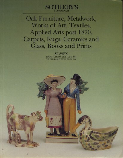 Sothebys 1988 Oak Furniture, Metalwork, Works of Art, Textiles