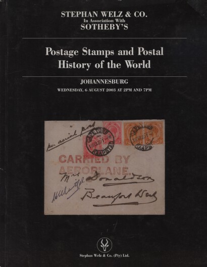 Sothebys Welz August 2003 Postage Stamps & Postal History of the World