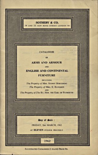 Sothebys March 1962 Arms & Armour English & Continental Furniture (Digital only)