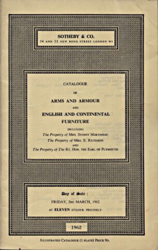 Sothebys 1962 Arms & Armour, English & Continental Furniture