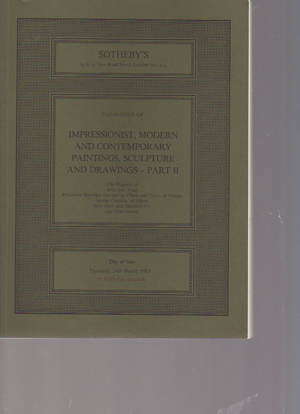 Sothebys March 1983 Impressionist, Modern & Contemporary Paintings