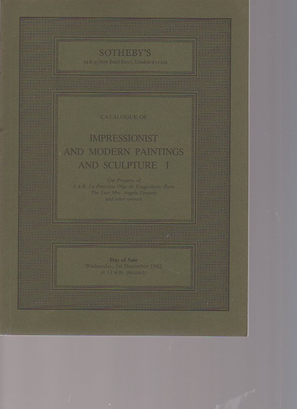 Sothebys December 1982 Impressionist & Modern Paintings & Sculpture