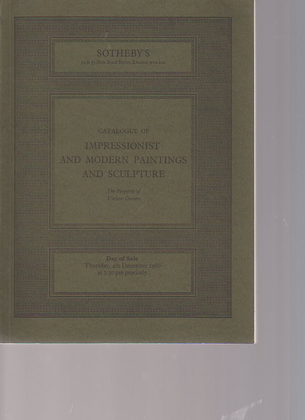 Sothebys 1980 Impressionist & Modern Paintings, Sculpture
