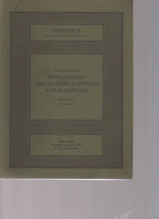 Sothebys 1982 Impressionist & Modern Paintings & Sculpture