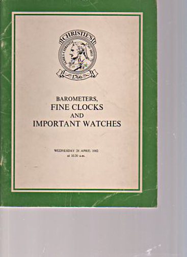 Christies 1982 Fine Clocks & Important Watches - Click Image to Close