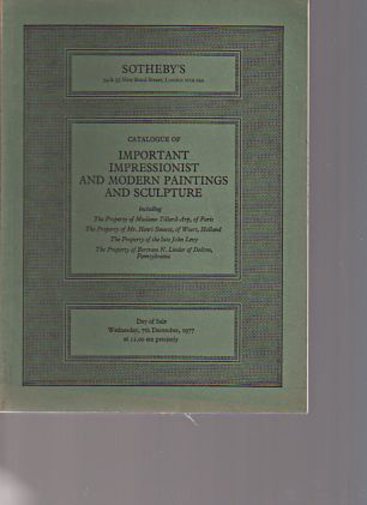 Sothebys December 1977 Important Impressionist & Modern Paintings