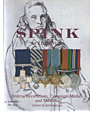 Spink September 2001 Orders, Decorations, Medals, Militaria (Digital Only)