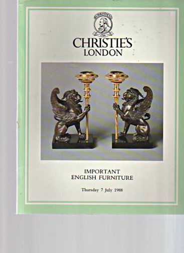 Christies 7th July 1988 Important English Furniture