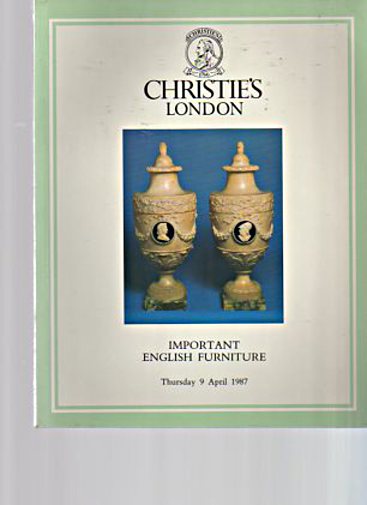 Christies 1987 Important English Furniture - Click Image to Close