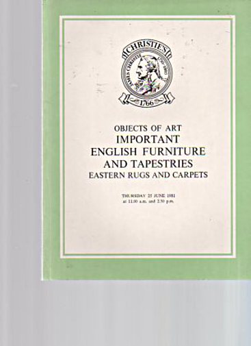Christies 1981 Important English Furniture, Eastern Rugs (Digital only)