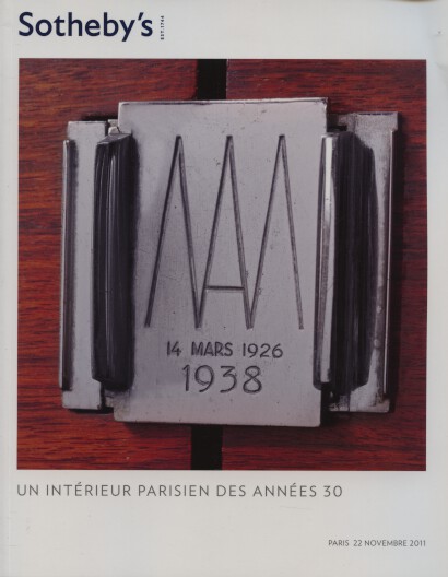 Sothebys 2011 A 1930 Paris French Interior. Art Deco
