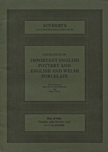 Sothebys 1978 Important English Pottery English Welsh Porcelain (Digital only)