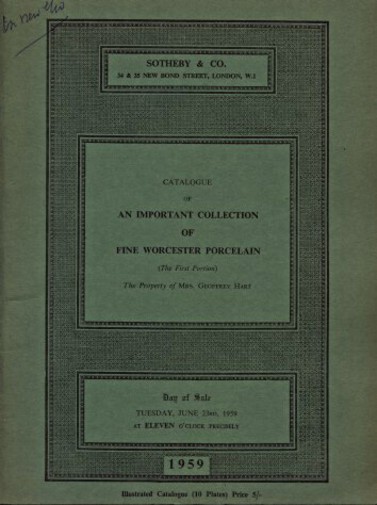 Sothebys 1959 Hart Collection Fine Worcester Porcelain (2 vols)