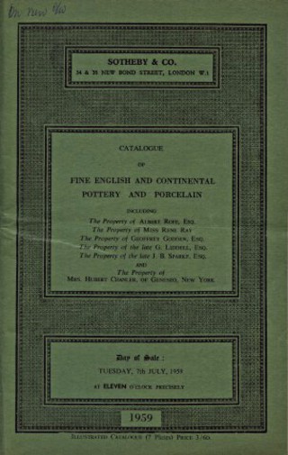 Sothebys July 1959 Fine English & Continental Pottery (Digital only)