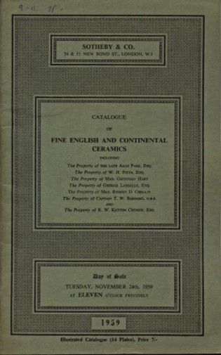 Sothebys 1959 Fine English & Continental Ceramics