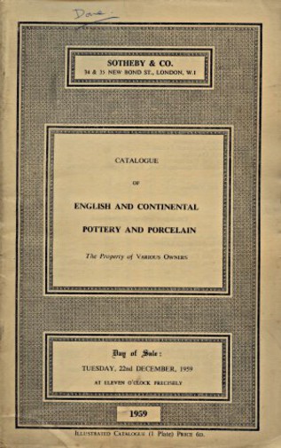 Sothebys Dec 1959 English & Continental Pottery and Porcelain (Digital only)