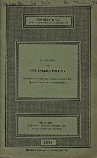 Sothebys Nov 1961 Scholes Collection of Fine English Pottery (Digital only)