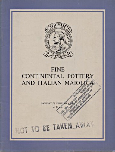 Christies 1981 Fine Continental Pottery & Italian Maiolica - Click Image to Close