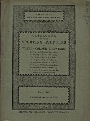 Sothebys 1929 Sporting Pictures & Watercolour Drawings (Digital only)