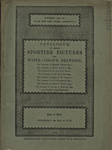 Sothebys 1929 Sporting Pictures & Watercolour Drawings