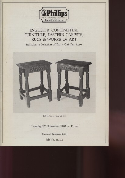 Phillips 1987 Early Oak, English & Continental Furniture - Click Image to Close