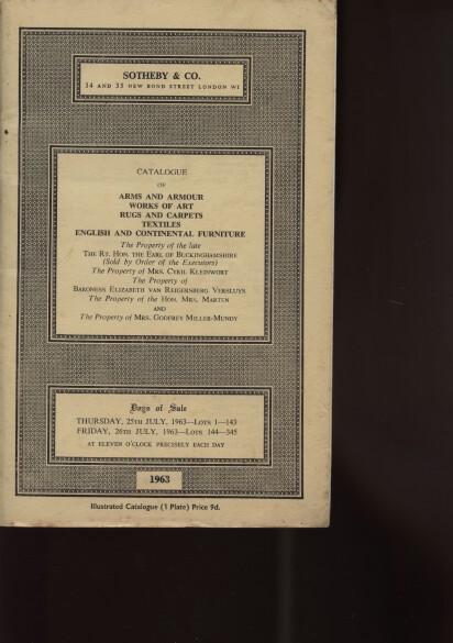 Sothebys July 1963 Arms & Armour, Works of Art, Furniture (Digital only) Sothebys July 1963 Arms & Armour, Works of Art, Furniture (Digital only)
