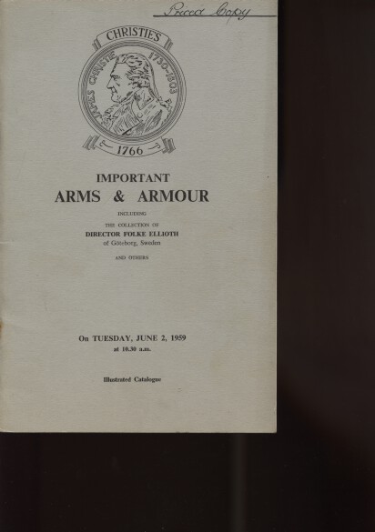 Christies 1959 Important Arms & Armour Ellioth Collection