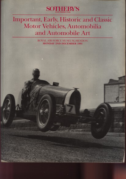 Sothebys December 1991 Early Historic & Classic Motor Vehicles