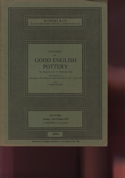 Sothebys 1974 Good English Pottery