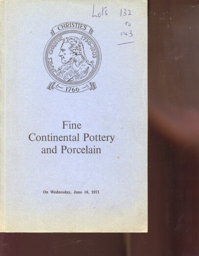 Christies 1971 Fine Continental Pottery and Porcelain - Click Image to Close