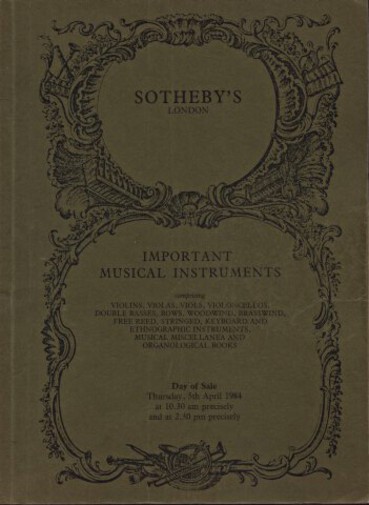 Sothebys 1984 Important Musical Instruments - Click Image to Close