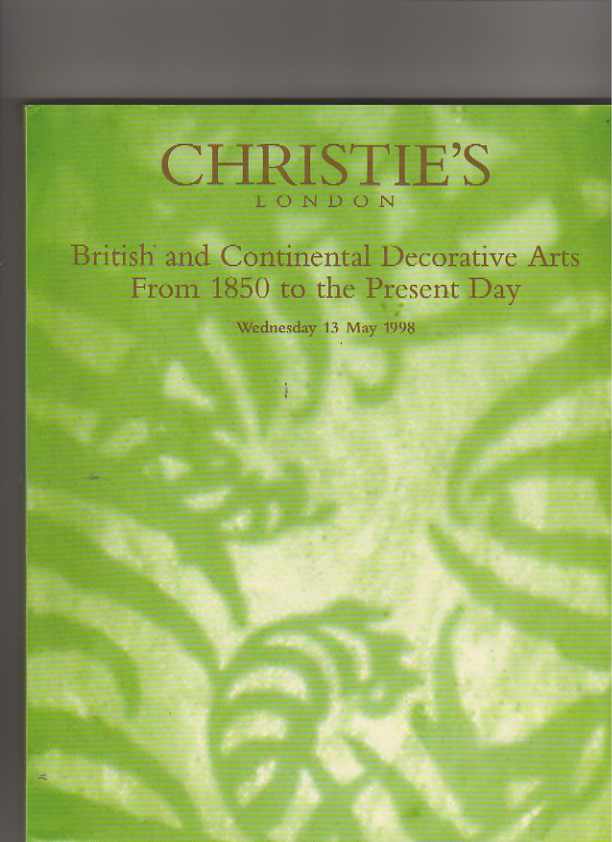 Christies 1998 British & Continental Decorative Arts 1850 Onward - Click Image to Close