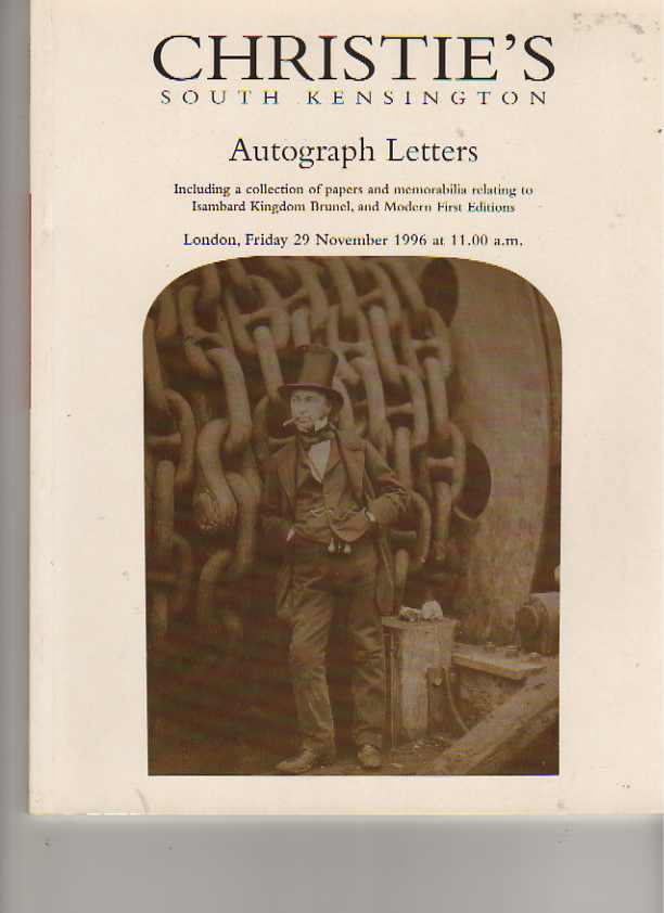 Christies 1996 Autograph Letters, Brunel papers, First editions