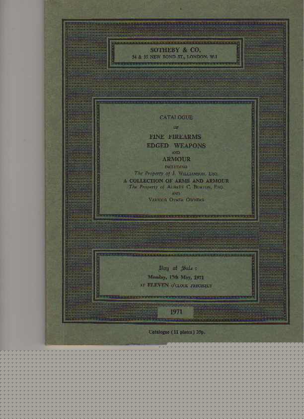 Sothebys 1971 Fine Firearms, Edged Weapons & Armour