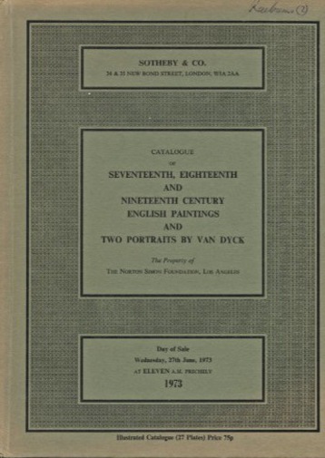 Sothebys 1973 2 Van Dyck Portraits & Early English Paintings