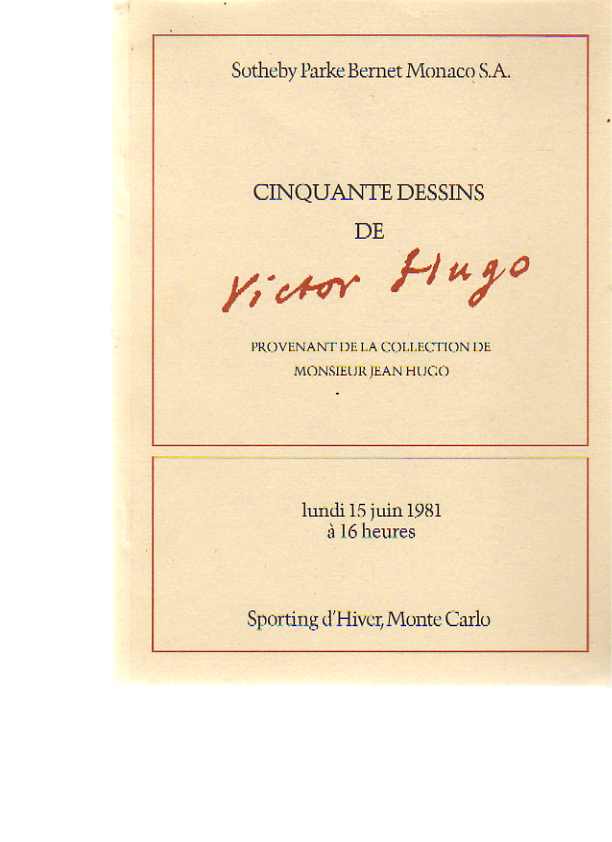 Sothebys 1981 50 Drawings by Victor Hugo