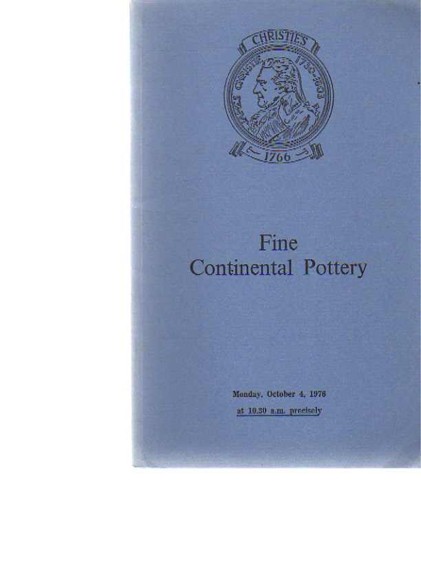 Christies 1976 Fine Continental Pottery