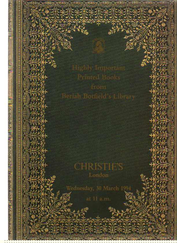 Christies 1994 Botfield’s Library of Important Printed Books