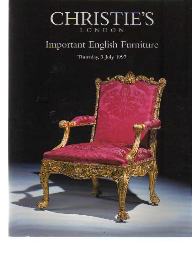 Christies July 1997 Important English Furniture (Digital Only)
