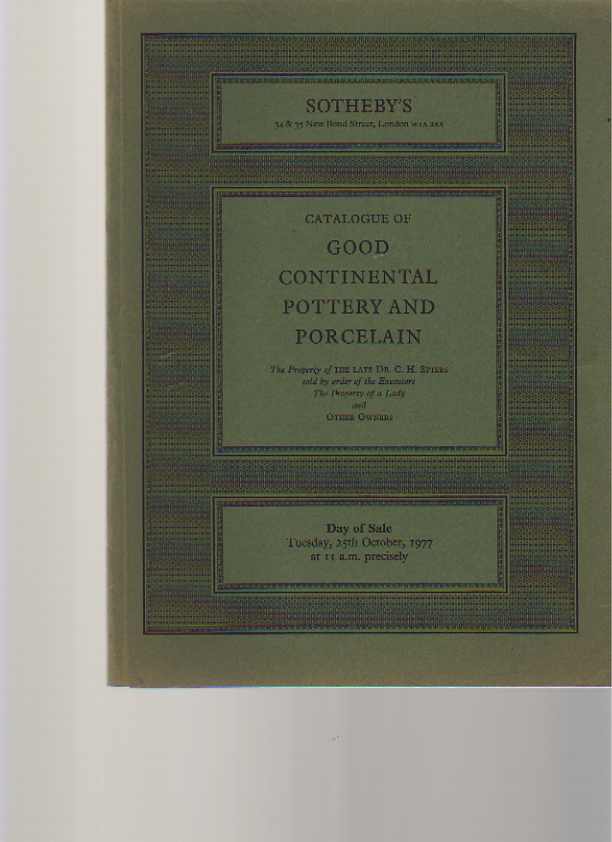 Sothebys 1977 Good Continental Pottery and Porcelain