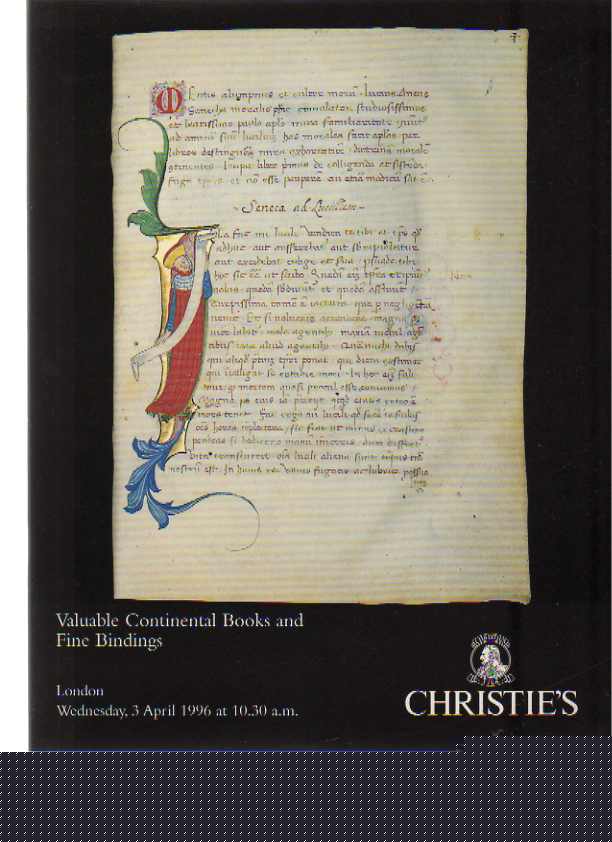 Christies 1996 Valuable Continental Books and Fine Bindings