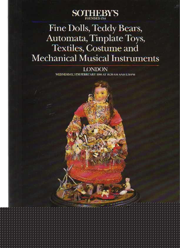 Sothebys 1986 Fine Dolls, Teddy Bears Automata, Toys