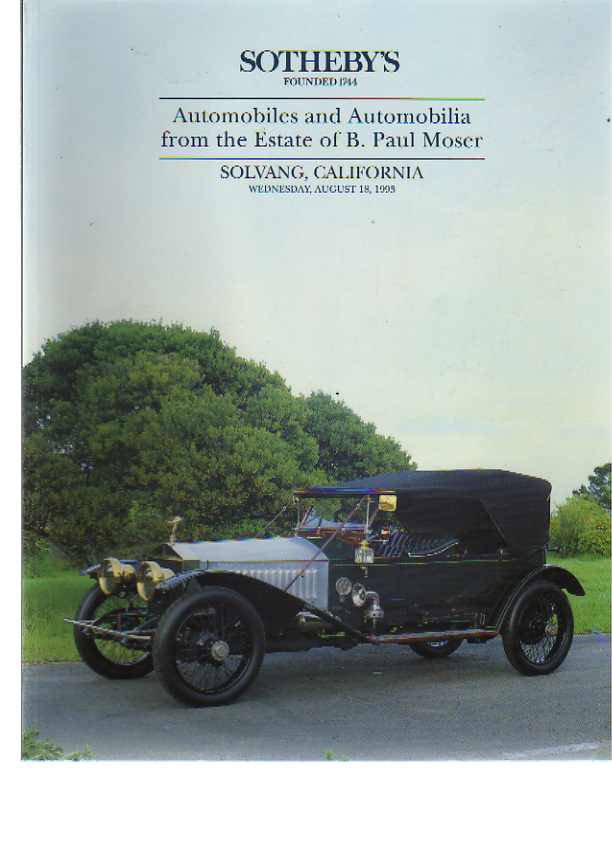 Sothebys 1993 Moser Collection Automobiles, Automobilia