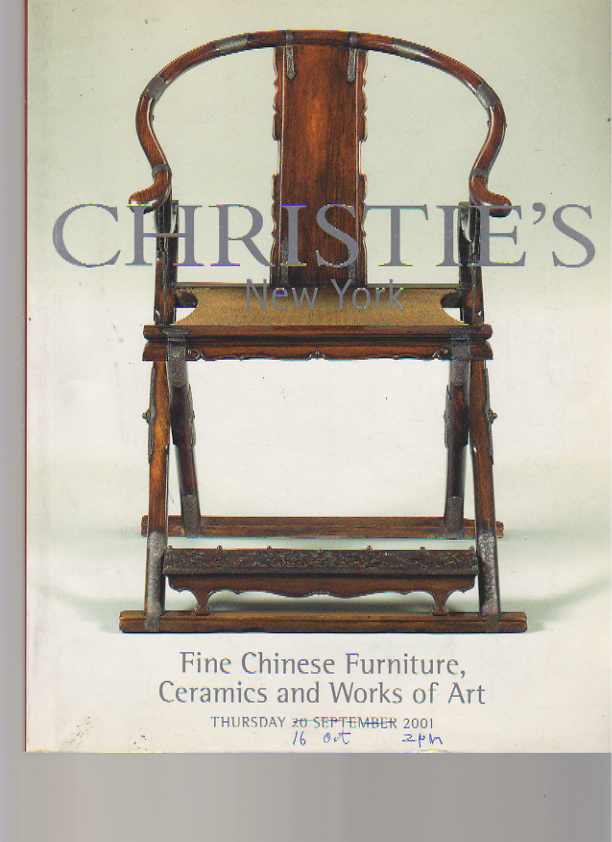 Christies September 2001 Fine Chinese Furniture, Ceramics & WOA (Digital Only)
